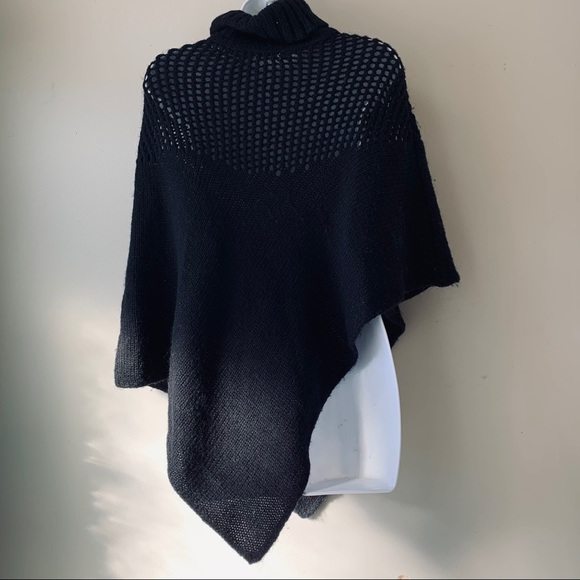🇫🇷 CÔTÉ FEMME/ LA REDOUTE warm black poncho OS - Picture 3 of 6
